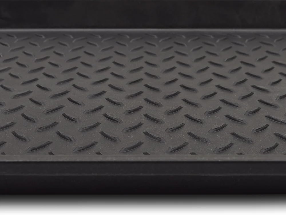 All-Weather Indoor/Outdoor Boot Tray | Weather-Resistant Hard Plastic Shoe Mat with Raised Edge for Entryways, Decks