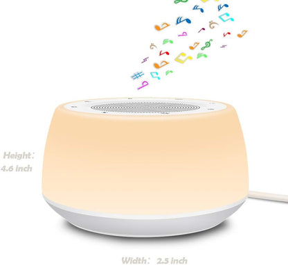 White Noise Machine with Night Lights, Sleep Sound Machine 32 Soothing Sounds for Baby Adults Kids Sleeping, Fan Wave Sound Lullaby, Timer and Memory Feature, RGB Color Touch Table Lamp