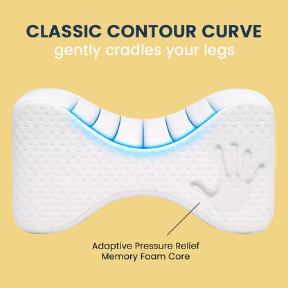 Contour Original Hourglass Knee Pillow for Side Sleepers with Adjustable Strap - Memory Foam Leg Support Cushion Between Knees for Hip & Spine Alignment - Ergonomic Leg Pillow for Side Sleeping
