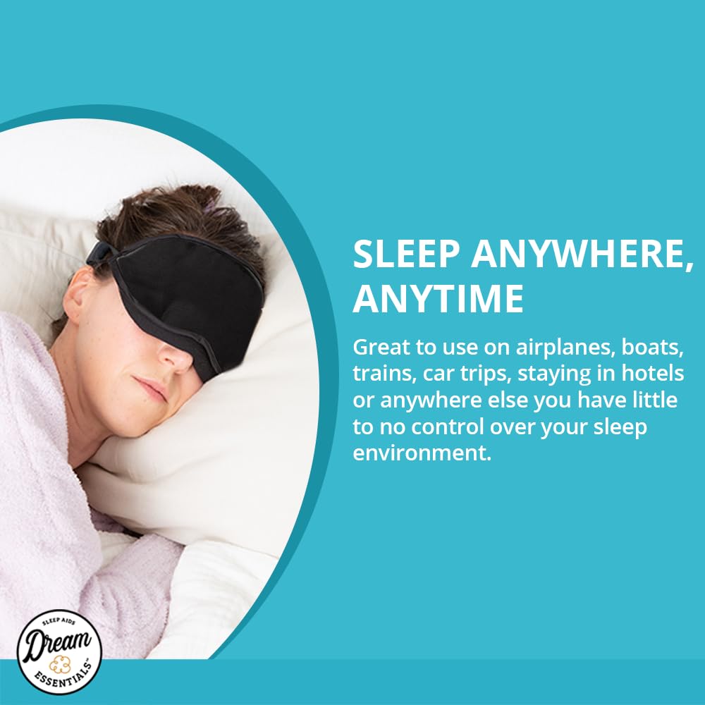 Dream Essentials Natura Organic Cotton Sleep Mask | Twilight Blue | Eye Mask for Sleeping, Light Blocking Soft Sleep Eye Cover with Eco Wool Padding | Made in USA Travel Accessories