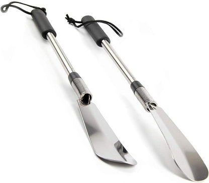 Fanwer Shoe Horn Long Handle for Seniors, Set of 2, Extendable (16" to 31") Metal Shoehorn, Wear Shoes without Bending, Suitable for People of Different Heights