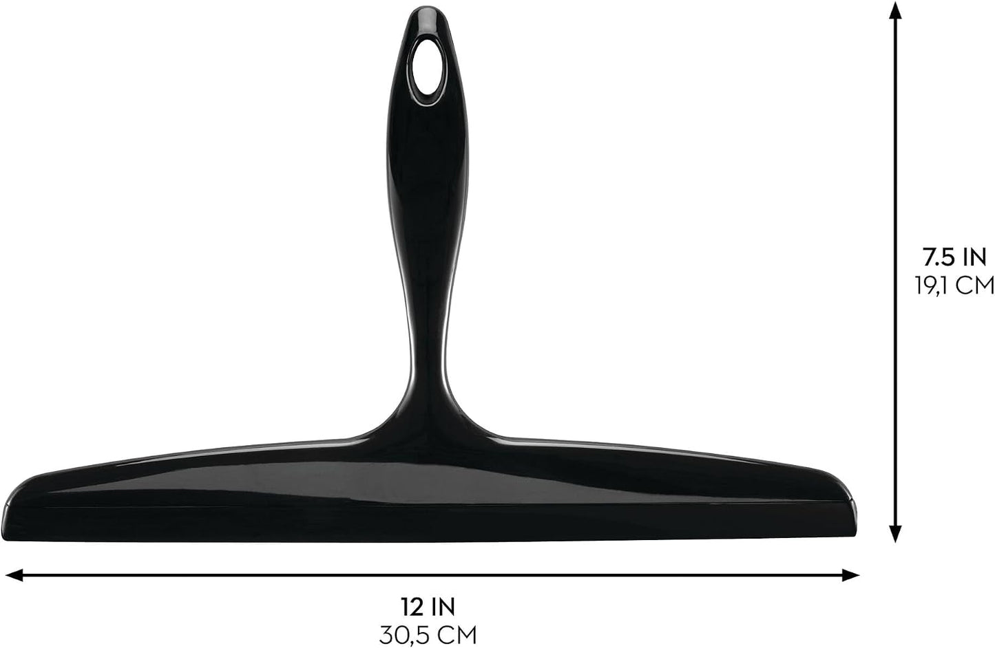 iDesign Plastic Bath Squeegee for Glass with Suction Hook Holder – 12", Clear