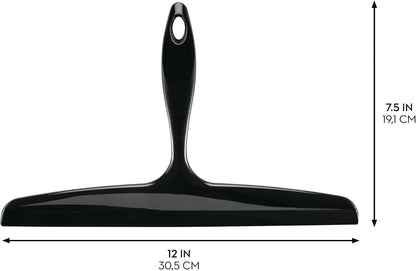 iDesign Plastic Bath Squeegee for Glass with Suction Hook Holder – 12", Clear