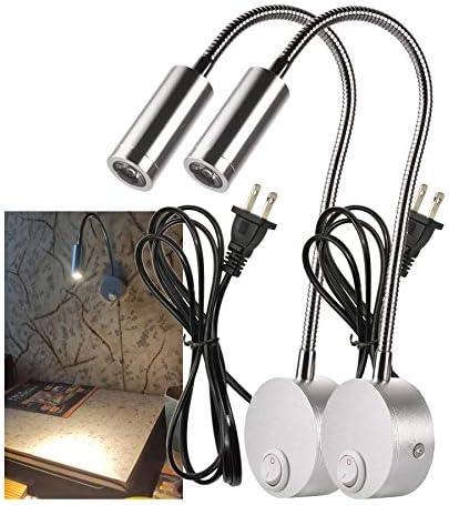 Wall Mounted LED Reading Lamp Focused 25° Spotlight for Bedroom headboard Marine Cabin Boat Yacht Interior Light Hotel Suite Hospital Patient Room Bedside Sconce 4.92ft Cord