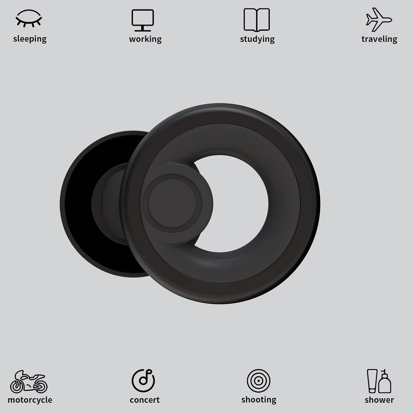 Jayine Ear Plugs for Noise Cancelling Ear Protection EarPlugs for Sleep,Concerts,Work,Study,8 Size Eartips with Small Box,Perfect -30dB Silicone Earplugs for Noise Reduction