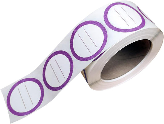 Water Soluble Labels for Food Containers – Dissolvable Kitchen Labels – No Sticky Residue – 2" Diameter, Two-Line Writable Surface, 200 Labels Per Roll (Purple)