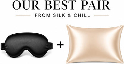Silk & Chill™ 100% 22 Momme Mulberry Silk Sleep Mask | Oeko-TEX® Certified | 3D Contoured Eye Cover, Black