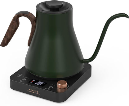 Epeios Electric Kettle, Gooseneck Electric Kettle with ±1°F Temperature Control, 1200W Rapid Heating for Pour Over Coffee & Tea, 304 Stainless Steel Interior, Auto Shut-Off, 0.9L, Black | Rapid Heating, Precision Pour-Over for Coffee & Tea,Smart Hot