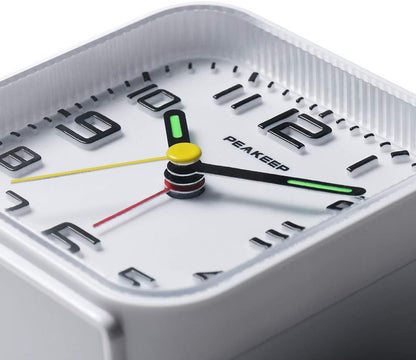 Peakeep Small Battery Operated Analog Travel Alarm Clock Silent