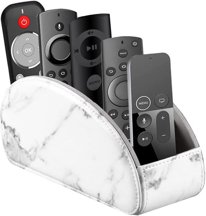 Pu Leather TV Remote Control Holder with 5 Compartments,Remote Caddy/Tray | Bedside Table Desk Storage Box/Organizer for Pen,DVD,Blu-Ray,Media Player,Heater Controller,Cosmetics,Glasses,Office Supplies