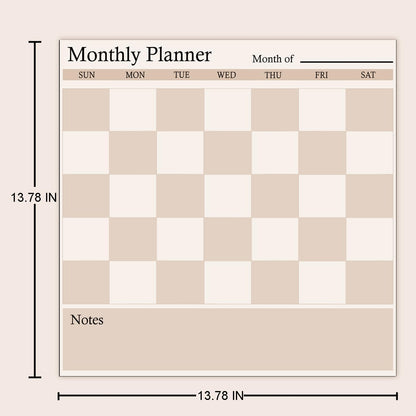 Fridge Calendar & Refrigerator Calendar Set, Magnetic Dry Erase Calendar Whiteboard with Monthly and Weekly Planner, Beige Checkered Fridge Calendar Magnet with 2 Markers and 2 Erasers