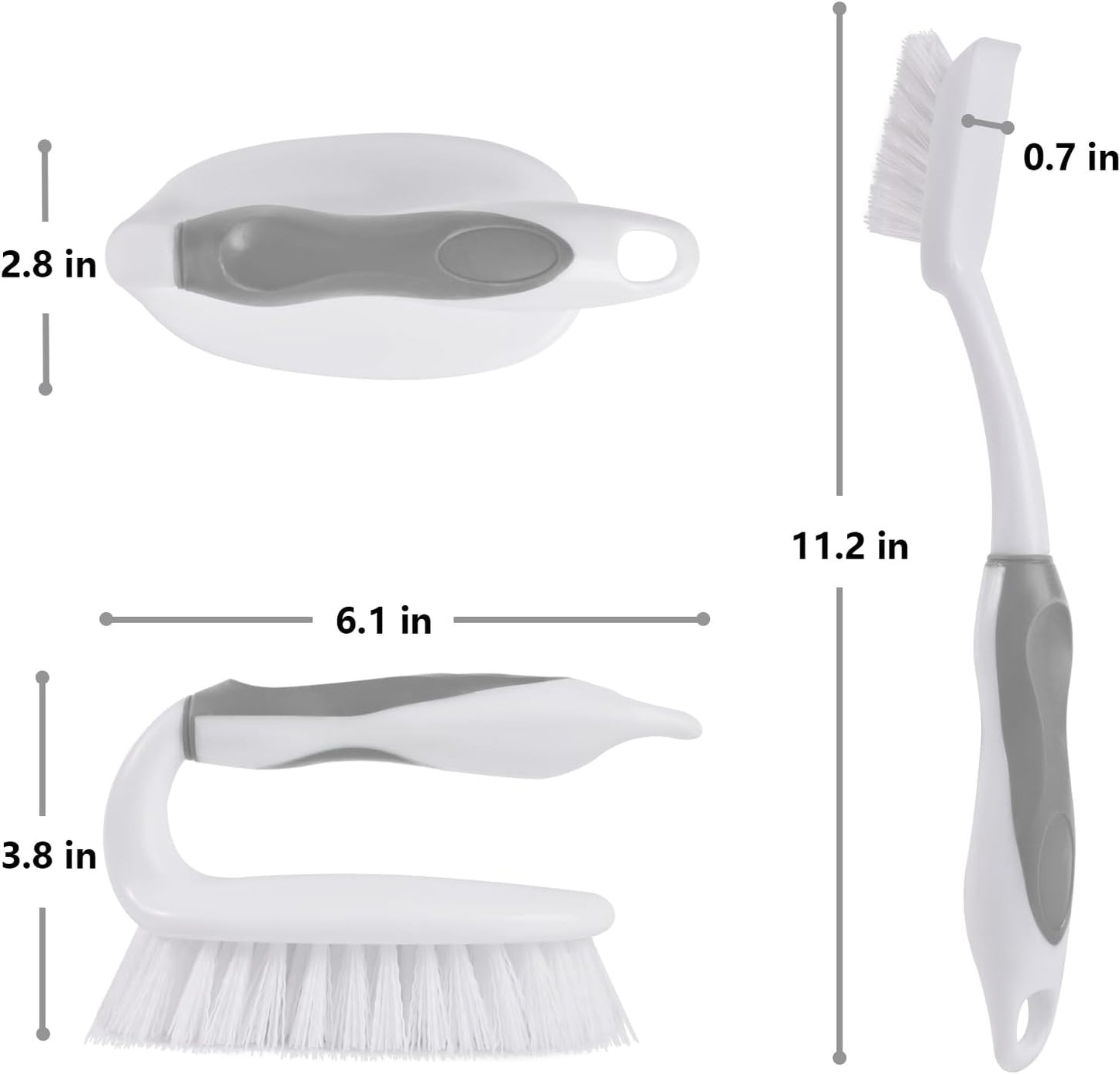Scrub Brush Set, 4 Pack Deep Cleaning Brush Kit, Green | 2 Scrub Brush, 2 Tile & Grout Brush with Built-in Scraper, Household Commercial Scrubber for Floor, Shower, Pool Wall, Tub