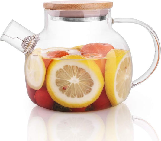 CnGlass Glass Teapot Stovetop Safe,30.4oz Clear Tea pot with Removable Filter Spout,Loose Leaf and Blooming Tea Maker