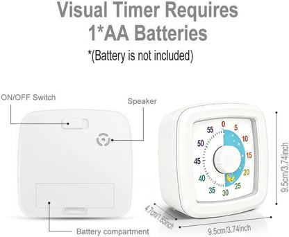 Visual Timer for Kids & Adults, 60 Minute Rainbow Countdown Timer, Time Management Tool for Classroom, Home, Kitchen, Office, School