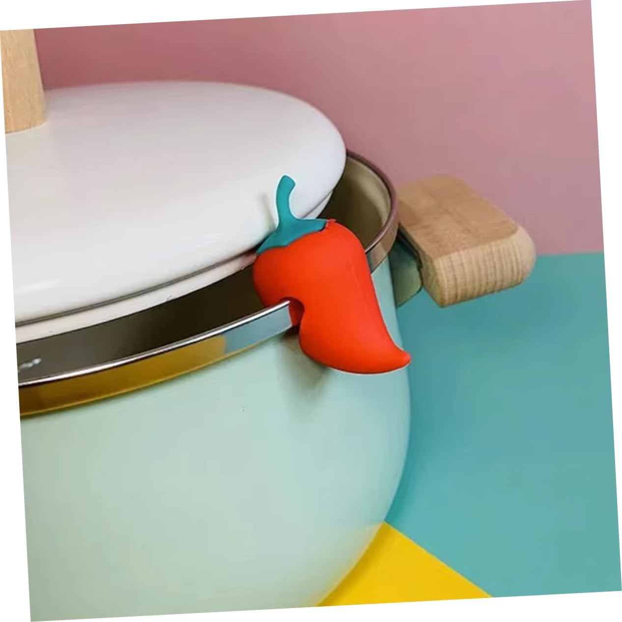 4Pcs Chili Silicone Pot Lid Lifter Heat Resistant Spill Stopper Kitchen Gadget for Preventing Boil Overs and Enhancing Air Circulation