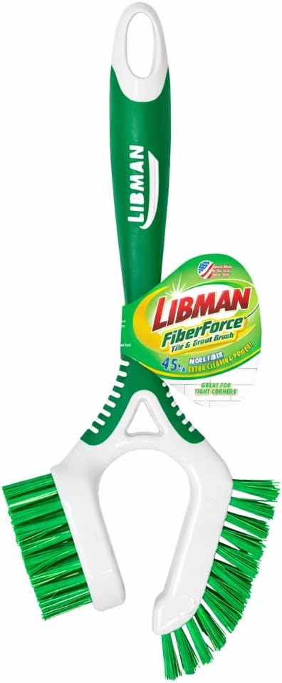 LIBMAN Tile & Grout Brush with Long Handle - 2-in-1 Cleaning Scrub Brush - 3 Pack