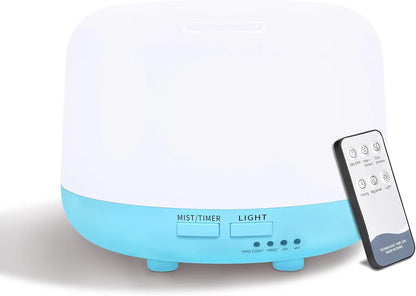 300ML Remote Control Air Diffusers for Essential Oil, Aroma Ultrasonic Scent Diffuser, Aromatherapy Humidfier Diffuser, 7 Color Changing LED Light, Auto-Off, Timer for Home, Room, Office, Kids