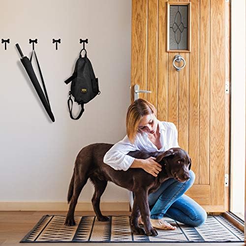 Hotop 8 Pieces Dog Bone Shaped Wall Hook Stainless Steel Leash Mounted Hanger Hooks with Nail for Coat, Key, Entryway, Hallway, Kitchen, Office Decoration(Black)