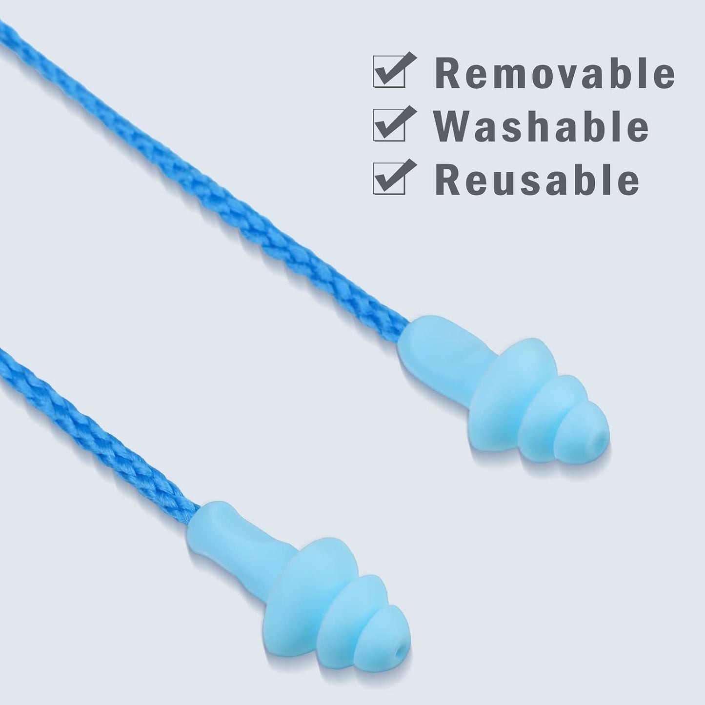 20 Pairs Corded Ear Plugs Reusable Silicone Earplugs with String Banded Ear Plug for Sleeping Noise Cancelling Noise Reduction Hearing Protection(Blue-Orange)