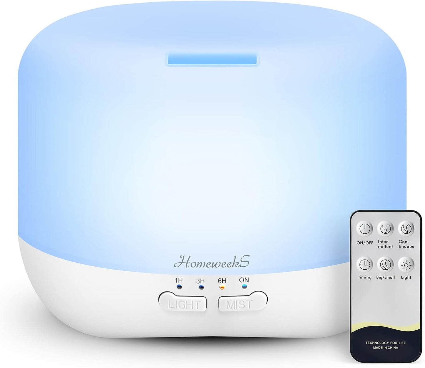 Homeweeks 300ml Essential Oil Diffuser, Quiet Aromatherapy Mist Diffusers for Essential Oils, Wood Grain, Ultrasonic, Remote Control, Timer, 7 Colors Light for Bedroom (300ml)