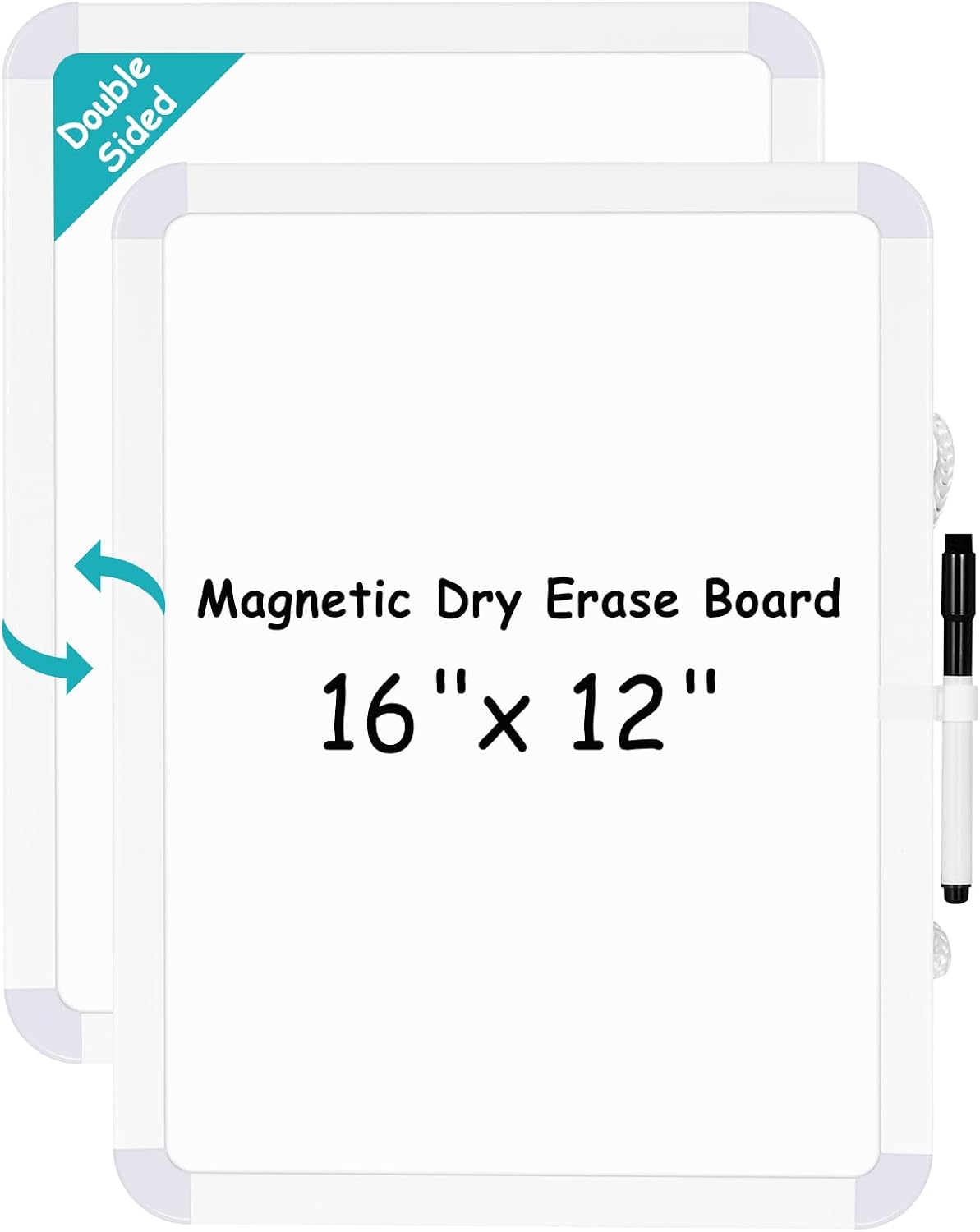 Magnetic Dry Erase Whiteboard for Fridge, 12"x8" Small White Board for Refrigerator, Grocery List & Meal Planner Kitchen Organizer with Stain Resistant Technology, Includes 3 Markers & Eraser