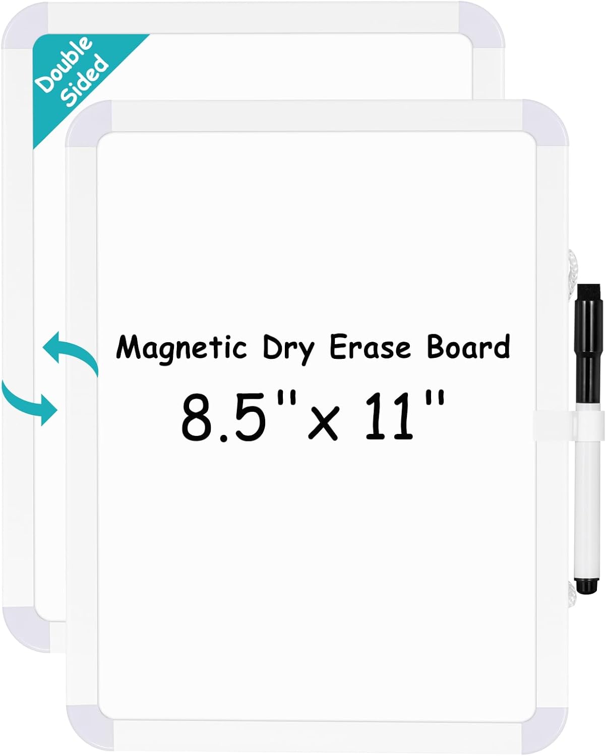 Magnetic Dry Erase Whiteboard for Fridge, 12"x8" Small White Board for Refrigerator, Grocery List & Meal Planner Kitchen Organizer with Stain Resistant Technology, Includes 3 Markers & Eraser
