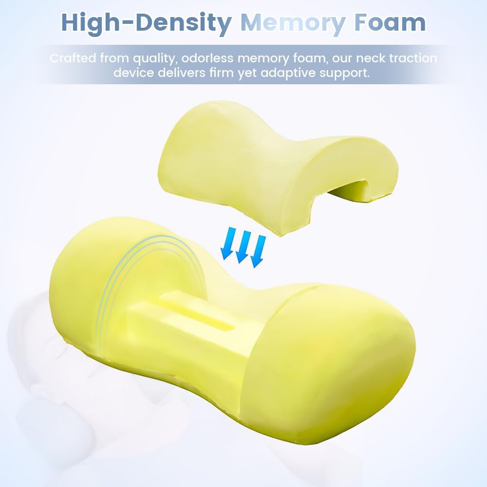Neck Roll Pillow for Pain Relief, Cervical Memory Foam Pillow with Contour Support and Breathable Case, Portable Neck Stretcher Device for Home, Office, Travel and Relaxation