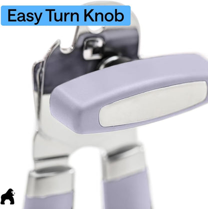 GORILLA GRIP Original Model Stainless Steel Smooth Edge Manual Can Opener and Bottle Openers, US Designed, Comfortable Handle, Oversized Handheld Turn Knob, Multifunctional Kitchen Tool, Gray