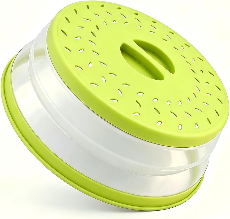 Collapsible Microwave Splatter Cover(Light purple, 10.5IN) | Microwave Plate Cover With Steam Vent，BPA-Free Silicone & Plastic