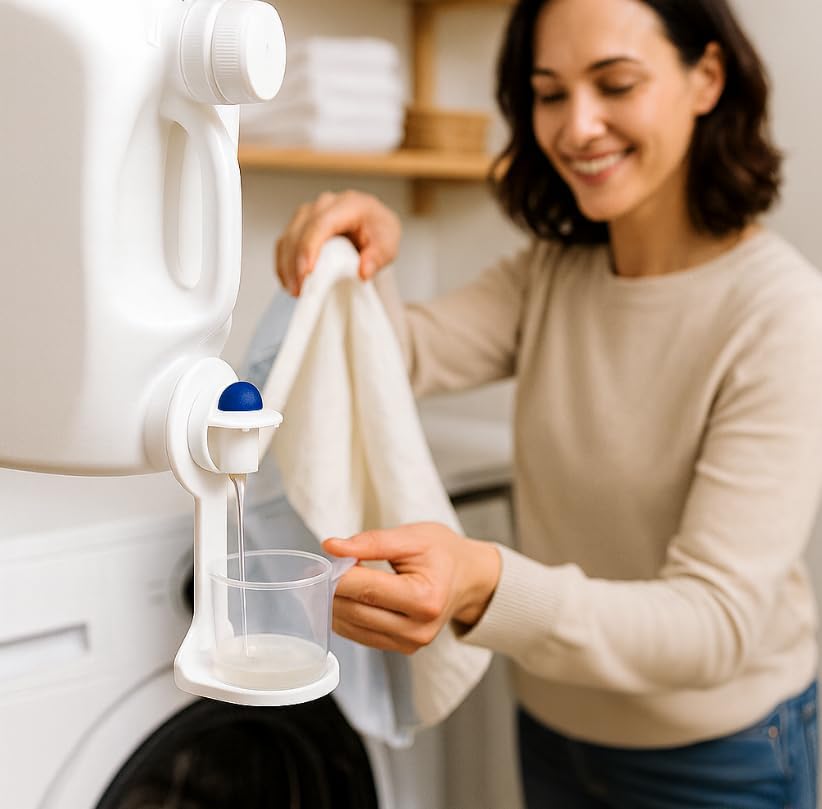 (2 Pack) Laundry Detergent Cup Holder Drip Catcher – Universal Fit, No Mess Organizer for Detergent Bottles