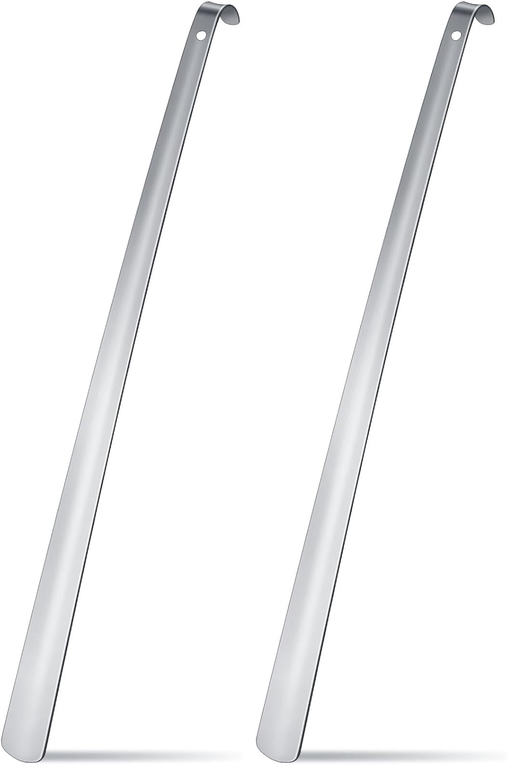 2 Pcs 31.5'' Extra Long Metal Shoe Horn for Elderly, Silver | Shoehorn Dressing Stick for Senior Disabled Men Women Limited Mobility, Standing Reach Assist, No Bending Needed