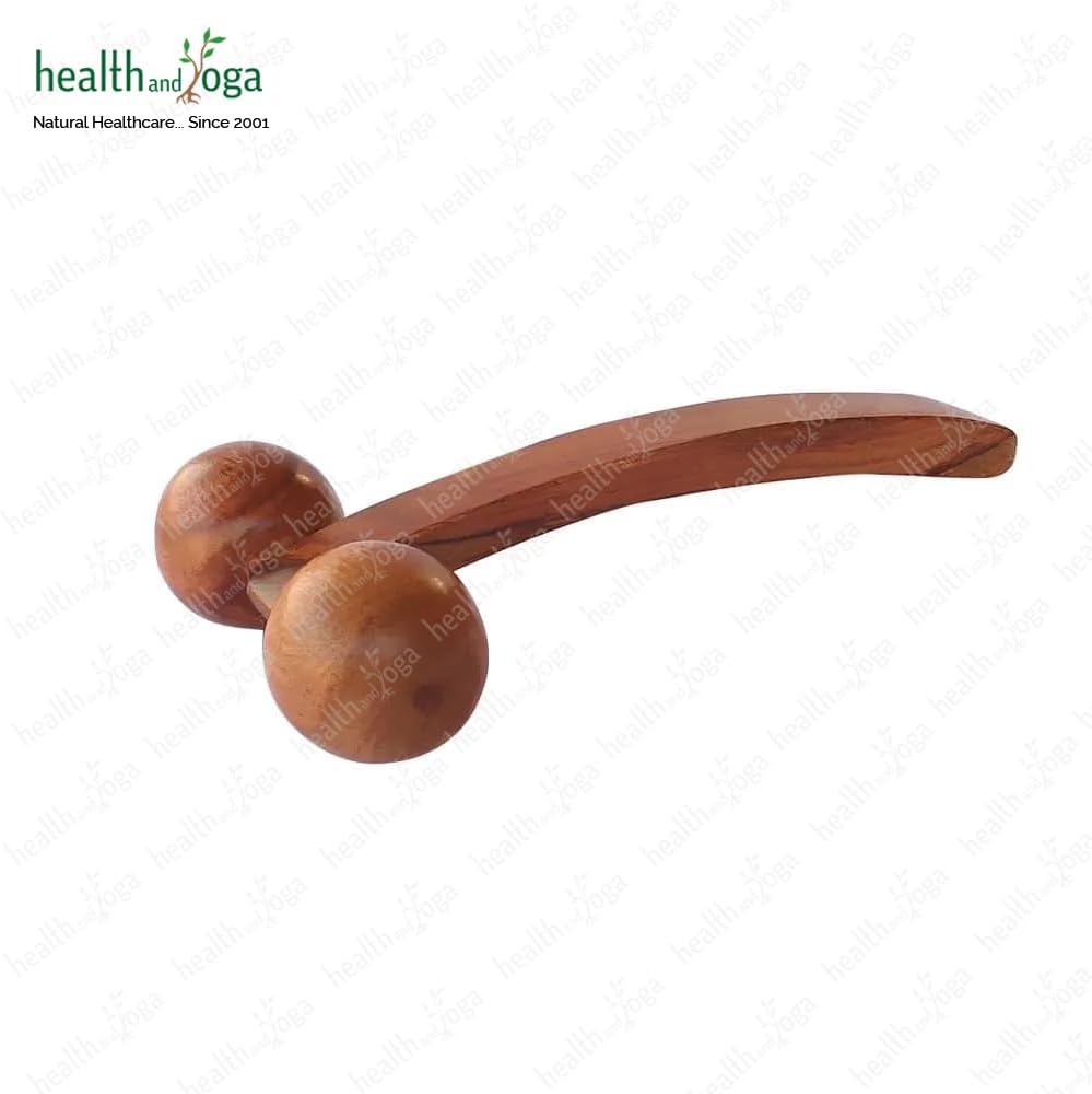 HealthAndYoga™ NatureSooth Wooden Massage Roller – Wood Therapy Massage Tools – Handheld Calf and Leg Massager, Back and Shoulder Massager and Full Body Massager