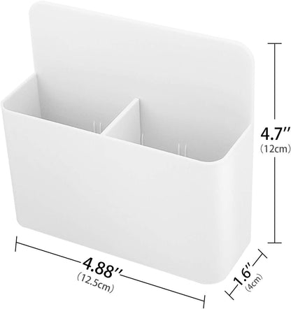 MoKo Magnetic Pen Holder, Pencil Accessories Whiteboard Organizer, White | Magnetic dry erase marker holder has two compartments and an ABS body for whiteboards, refrigerators and lockers.
