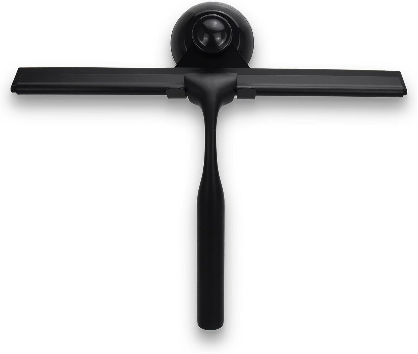 Matte Black Shower Squeegee for Glass Doors with Adhesive Hooks, Squeegee for Shower Glass, Cleaner Tool for Bathroom Household Window Mirror Tile Wall Car, 10 Inch Black