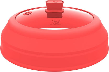 Microwave Splatter Cover Glass Splatter Guard Lid with Collapsible Silicone for Food Pot Cover Plate Cover 10.8 inch Black