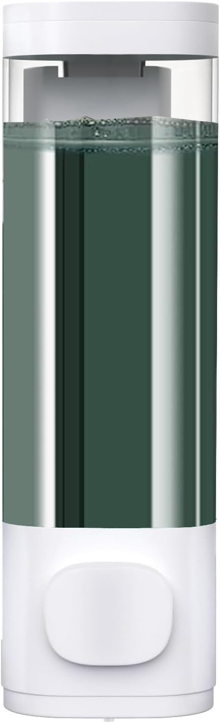 10oz/300ml Single Manual Wall Mounted Soap Dispenser, Black | Bathroom Shampoo and Conditioner Dispenser, Clear Plastic Refillable Liquid Lotion Pump Dispenser and Organizer
