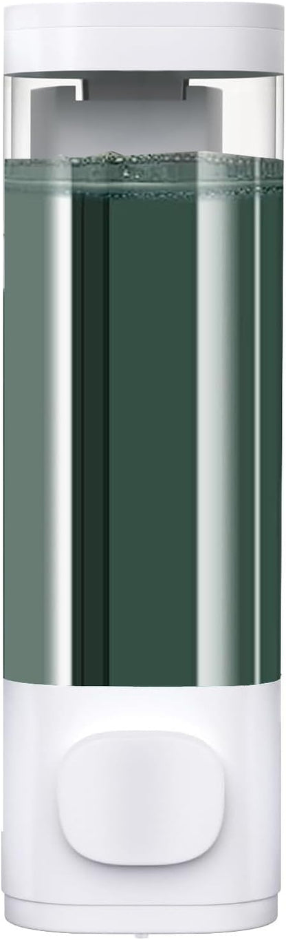 10oz/300ml Single Manual Wall Mounted Soap Dispenser, Black | Bathroom Shampoo and Conditioner Dispenser, Clear Plastic Refillable Liquid Lotion Pump Dispenser and Organizer