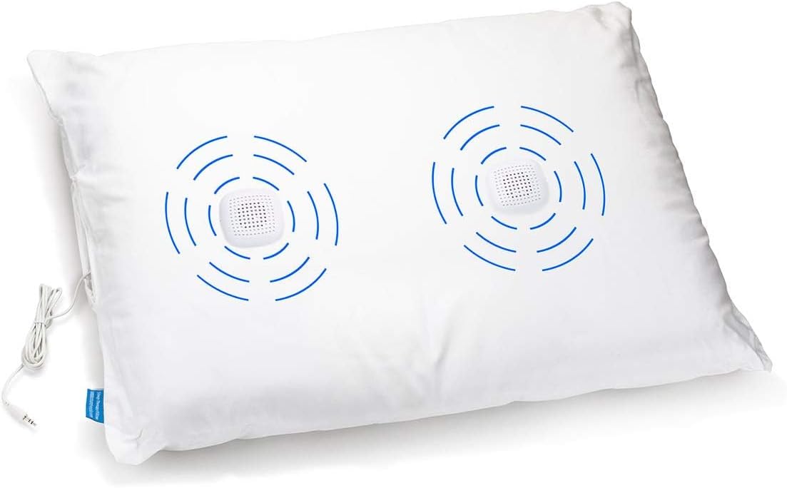 Sound Oasis Amplified Pillow Speakers – 2 Ultra-Thin Under Pillow Hi-Fi Stereo Speakers with Volume Control, Private Sleep Audio for Music, White Noise, Relaxation & Tinnitus Masking, 3.5mm Connection