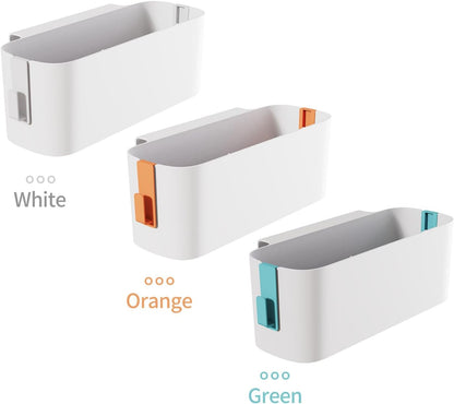 Bedside Hanging Caddy Hanging Storage Shelf Organizer Bed Organizer Basket Accessories with 2 Hooks for Baby Bed Rails Shelves Holder Dormitory College Dorm Room (White)