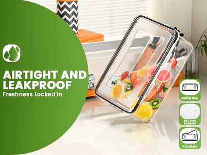 5 Pack Large Fruit Storage Containers for Fridge with Removable Colander | Plastic Food Storage Containers with Lids Airtight-Leak Proof Refrigerator Organizers and Storage of Vegetable