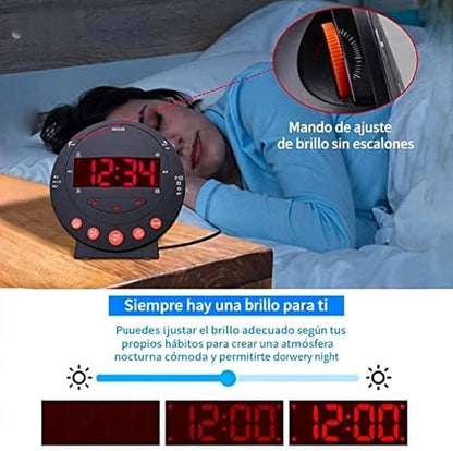 Yosoo Health Gear Loud Alarm Clock with Bed Shaker, Vibrating Alarm Clock with Adjustable LED Display Dual USB Charging Ports for Heavy Sleepers Adults Teens