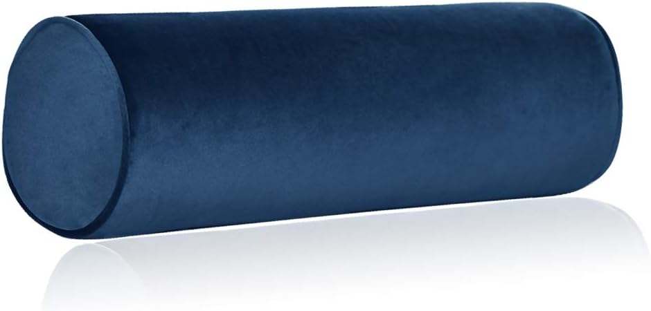 Tinbolunce Memory Foam Roll Pillow for Knee/Leg/Neck - Full Moon Bolster/Round Cylinder Pillow for Sleeping on Side or Back - Removable Cooling Cover Length 18" x 6" Diameter (Chocolate Brown)