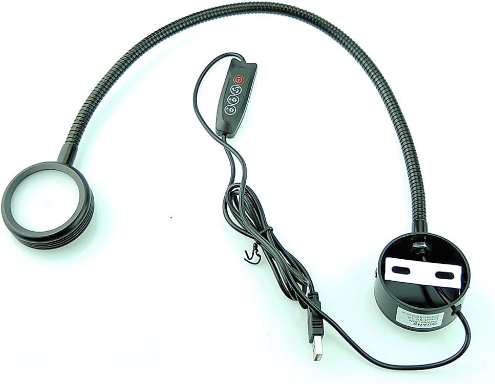 QUANS 3 Color Dimmable Gooseneck LED Wall Bedside Reading Lamp, Black, USB