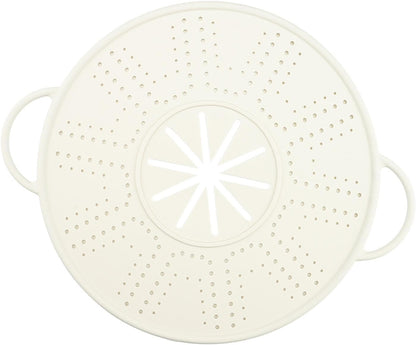 Silicone Spill Stopper Lid, 10.94 in Heat Resistant Splatter Screen with Double Handles for Boil-Over Prevention, Black