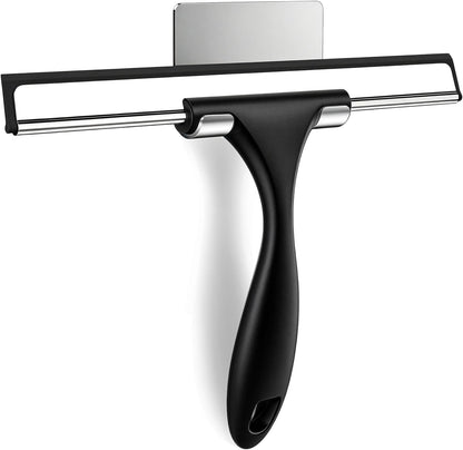 SetSail Squeegee for Shower Glass Door, 10 Inches, Black | Stainless Steel Shower Squeegee for Glass Doors, All-Purpose Window Squeegee for Shower Mirror Bathroom Car Window Cleaning