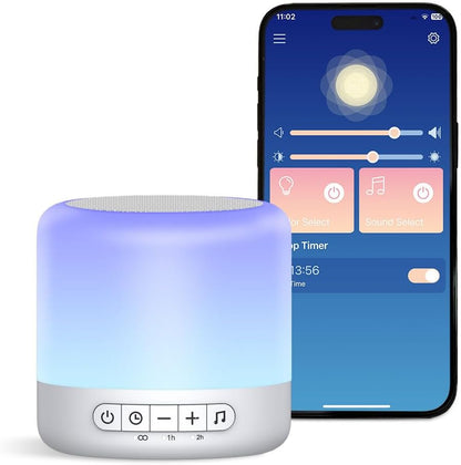 Easysleep White Noise Sound Machine with 30 Sounds 12 Night Light 32 Volume 3 Timers Portable Sleep Sound Machine for Office Travel Noise Canceling Lullaby & Rain Sound for Baby Kids Adults