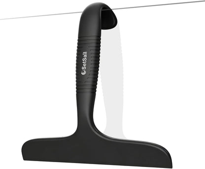 SetSail Shower Squeegee for Glass Doors,One-piece All Silicone Squeegee | Streak-Free Bathroom Squeegee for Shower Glass Window Mirror Tile Wall, Built-in Hook, Ergonomic Grip, Black（9.5-inch）