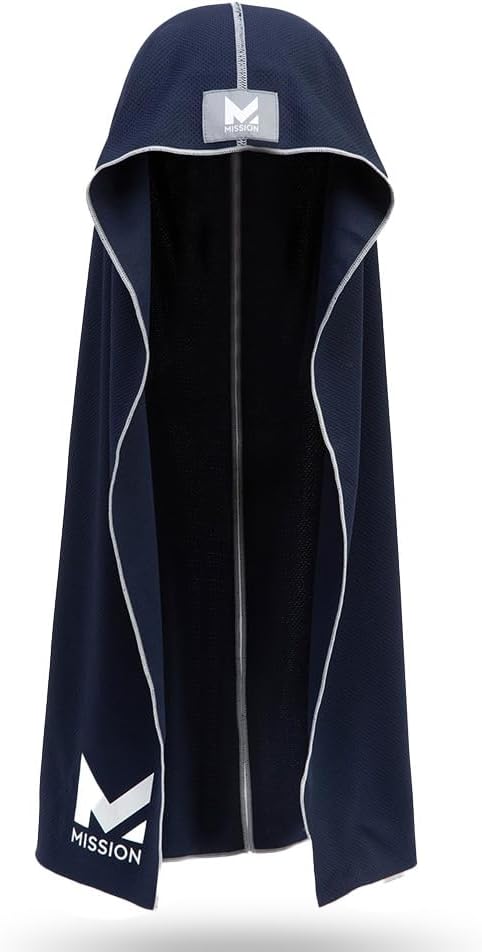 MISSION Cooling Hoodie Towel, Evaporative Cool Technology, Cools Instantly When Wet, UPF 50 Sun Protection, Contours Your Head to Stay in Place, Great for Sports, Fitness, Gym
