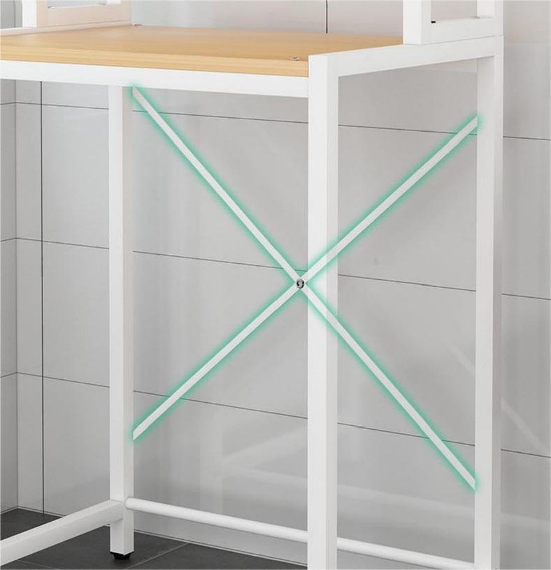 3 Tiers Over The Washer and Dryer Storage Shelf, Bathroom Rack Shelf with Adjustable Feet Freestanding Storage Rack Wood Laundry Shelf Organizer Black for Bathroom