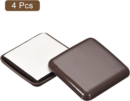 uxcell Furniture Sliders, 8Pcs 2" - Plastic Self-Adhesive Square Sliding Pads, Chair Glides for Carpeted Tile Vinyl Hardwood Floors (Brown)